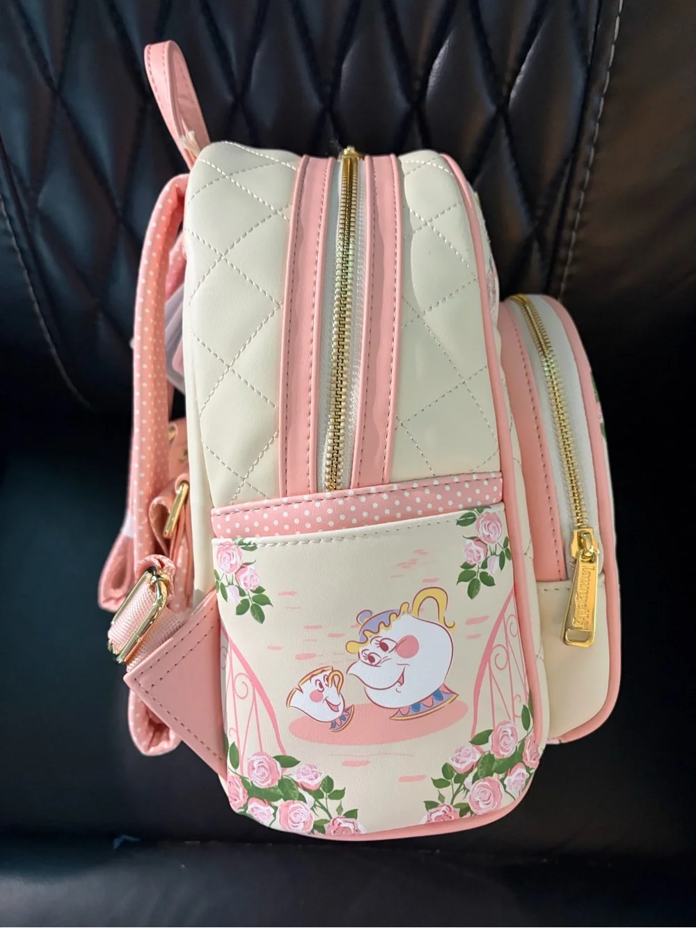 Loungefly Belle Floral Mini Backpack - Cream, Pink & Yellow